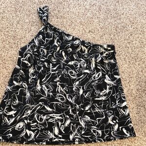 Gilli Monochrome Abstract One-Shoulder Top